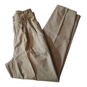 Vintage Ladies Liz Sport Khaki High Waist Pleated Trouser Size 4